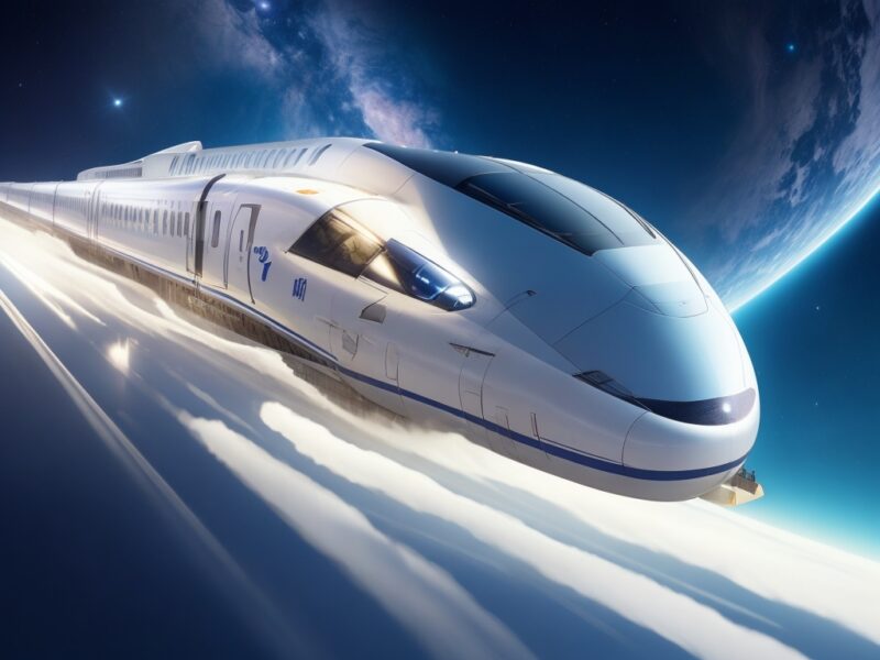 宇宙を走る新幹線のような列車