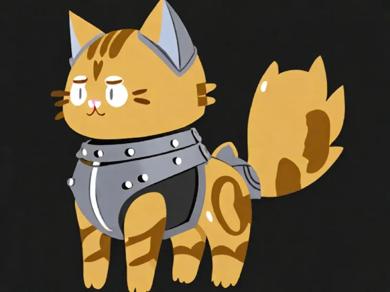 鎧をまとった猫　Fork Art illustration1